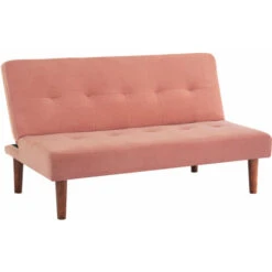 Livingandhome Fabric Minimalism 2 Seater Sofa Bed, Pink -Living Room Furniture Store 23759597 3