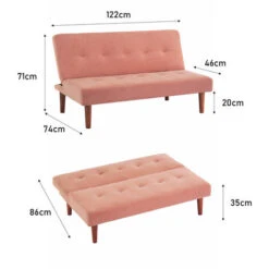 Livingandhome Fabric Minimalism 2 Seater Sofa Bed, Pink -Living Room Furniture Store 23759597 5
