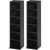 HOMCOM Set Of 2 CD Media Display Shelf Unit Tower Rack Adjustable Black -Living Room Furniture Store 23772920 1