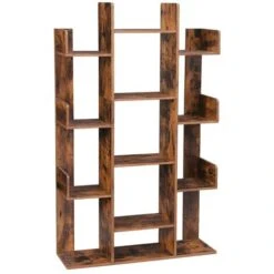 VASAGLE Bookshelf, Tree-Shaped Bookcase With 13 Storage Shelves, 86 X 25 X 140 Cm, With Rounded Corners, Rustic Brown By SONGMICS LBC67BXV1