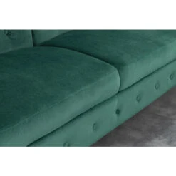 Roomee Living Room 3 Seater Velvet Chesterfield Style Sofa Bed In Green -Living Room Furniture Store 23797683 3