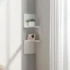 Livingandhome 2 Tier Floating Wall Corner Shelves Display Storage Rack, White -Living Room Furniture Store 23819895 1