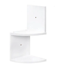 Livingandhome 2 Tier Floating Wall Corner Shelves Display Storage Rack, White -Living Room Furniture Store 23819895 3