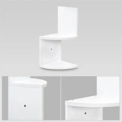 Livingandhome 2 Tier Floating Wall Corner Shelves Display Storage Rack, White -Living Room Furniture Store 23819895 4