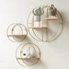 Livingandhome Gold Metal Round Wall Shelf Display Storage Rack, 20x10CM 1 Livingandhome Gold Metal Round Wall Shelf Display Storage Rack, 20x10CM -Living Room Furniture Store 23821366 1