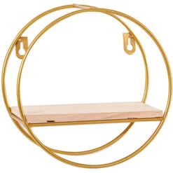 Livingandhome Gold Metal Round Wall Shelf Display Storage Rack, 20x10CM -Living Room Furniture Store 23821366 4