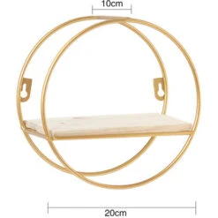 Livingandhome Gold Metal Round Wall Shelf Display Storage Rack, 20x10CM -Living Room Furniture Store 23821366 5