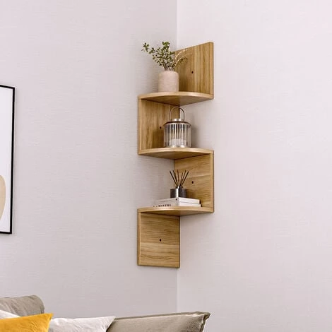 Livingandhome 3 Tier Corner Wall Mounted Storage Shelf 4 Livingandhome 3 Tier Corner Wall Mounted Storage Shelf - Image 2