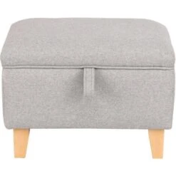 Livingandhome 49CM Linen Storage Organizer Ottoman Footstool, Light Grey 9 Livingandhome 49CM Linen Storage Organizer Ottoman Footstool, Light Grey -Living Room Furniture Store 24121655 3