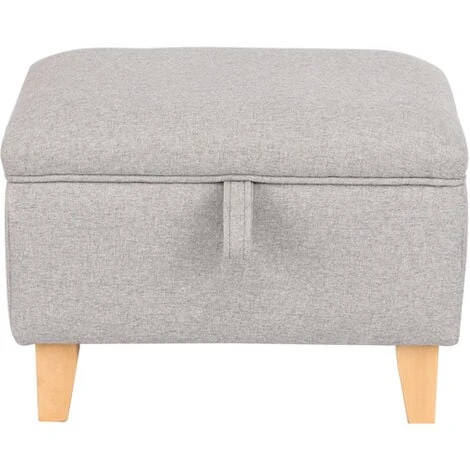 Livingandhome 49CM Linen Storage Organizer Ottoman Footstool, Light Grey 5 Livingandhome 49CM Linen Storage Organizer Ottoman Footstool, Light Grey - Image 3