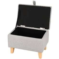 Livingandhome 49CM Linen Storage Organizer Ottoman Footstool, Light Grey 10 Livingandhome 49CM Linen Storage Organizer Ottoman Footstool, Light Grey -Living Room Furniture Store 24121655 4