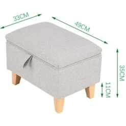 Livingandhome 49CM Linen Storage Organizer Ottoman Footstool, Light Grey 11 Livingandhome 49CM Linen Storage Organizer Ottoman Footstool, Light Grey -Living Room Furniture Store 24121655 5