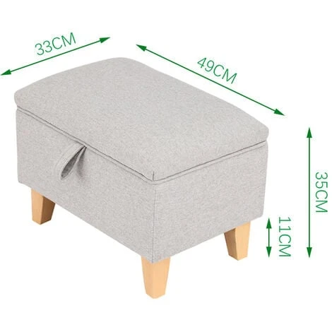 Livingandhome 49CM Linen Storage Organizer Ottoman Footstool, Light Grey 7 Livingandhome 49CM Linen Storage Organizer Ottoman Footstool, Light Grey - Image 5
