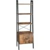 VASAGLE Ladder Shelf, Bookshelf With Cupboard, Living Room Shelf, 4 Shelves, Stable Steel Frame, Bedroom, Office, 56 X 34 X 173 Cm, Industrial Design, Rustic Brown By SONGMICS LLS47BX -Living Room Furniture Store 24122600 1