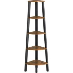 VASAGLE Corner Shelf, 5-Tier Industrial Ladder Bookcase, Storage Rack, With Metal Frame, For Living Room, Home, Office, Rustic Brown By SONGMICS LLS35X