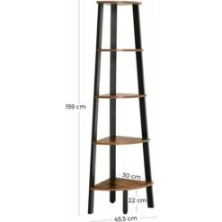 VASAGLE Corner Shelf, 5-Tier Industrial Ladder Bookcase, Storage Rack, With Metal Frame, For Living Room, Home, Office, Rustic Brown By SONGMICS LLS35X -Living Room Furniture Store 24122601 5