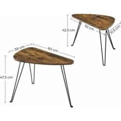 VASAGLE Set Of 2 Side Tables, Nesting Tables, End Tables, For Living Room, Dining Room, Bedroom, Industrial Style, Rustic Brown And Black By SONGMICS LNT012B01 -Living Room Furniture Store 24122608 5
