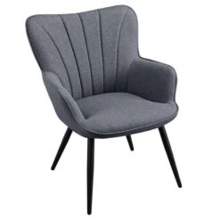 Yaheetech Curved Back Fabric Accent Chair Upholstered Armchair, Gray