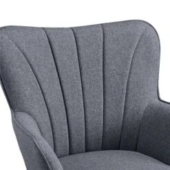 Yaheetech Curved Back Fabric Accent Chair Upholstered Armchair, Gray -Living Room Furniture Store 24310186 5