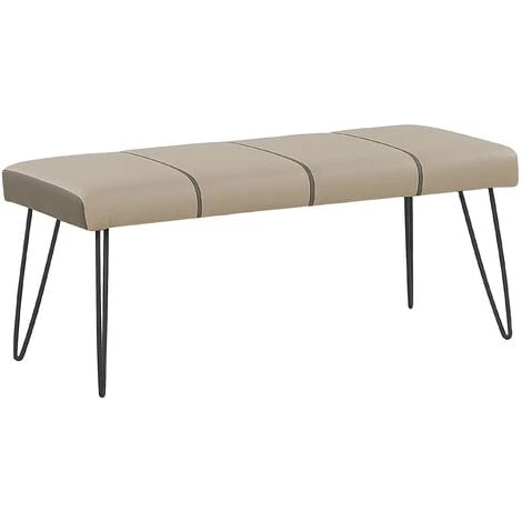Bedroom Bench Beige Minimalist Faux Leather Upholstered Metal Legs Betin 3 Bedroom Bench Beige Minimalist Faux Leather Upholstered Metal Legs Betin
