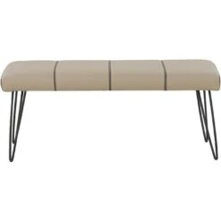 Bedroom Bench Beige Minimalist Faux Leather Upholstered Metal Legs Betin 10 Bedroom Bench Beige Minimalist Faux Leather Upholstered Metal Legs Betin -Living Room Furniture Store 24691425 4