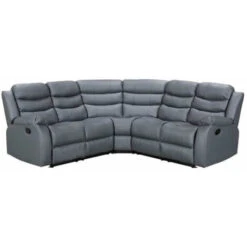 Roma Corner Leather Recliner Sofa In Grey