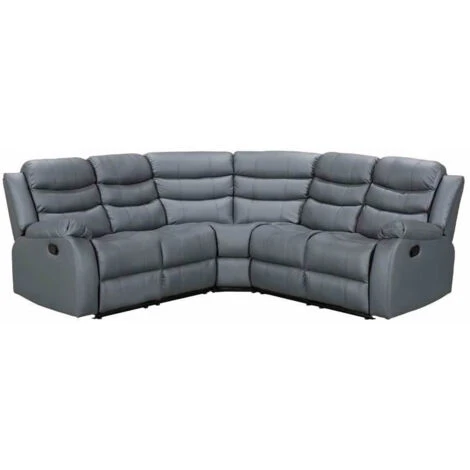 Roma Corner Leather Recliner Sofa In Grey 3 Roma Corner Leather Recliner Sofa In Grey