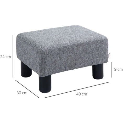 HOMCOM Footstool Ottoman PU Leather/Linen Fabric W/ Plastic Legs Blue Home Grey 4 HOMCOM Footstool Ottoman PU Leather/Linen Fabric W/ Plastic Legs Blue Home Grey - Image 2
