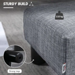 HOMCOM Footstool Ottoman PU Leather/Linen Fabric W/ Plastic Legs Blue Home Grey 11 HOMCOM Footstool Ottoman PU Leather/Linen Fabric W/ Plastic Legs Blue Home Grey -Living Room Furniture Store 24870658 5