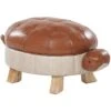 Kids Animal Stool Faux Leather Pouffe Wooden Legs Playroom Brown Turtle -Living Room Furniture Store 25308834 1