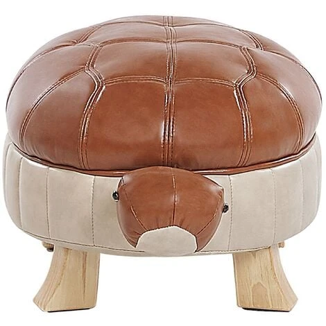 Kids Animal Stool Faux Leather Pouffe Wooden Legs Playroom Brown Turtle 6 Kids Animal Stool Faux Leather Pouffe Wooden Legs Playroom Brown Turtle - Image 4