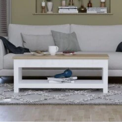 Arlington Coffee Table With Shelf Living Room Furniture, White -Living Room Furniture Store 25534664 3