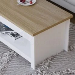Arlington Coffee Table With Shelf Living Room Furniture, White -Living Room Furniture Store 25534664 4