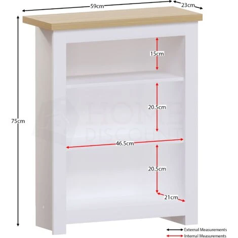Arlington 3 Tier Bookcase Shelving Storage Unit, White 4 Arlington 3 Tier Bookcase Shelving Storage Unit, White - Image 2