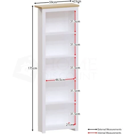 Arlington 5 Tier Bookcase Shelving Storage Unit, White 4 Arlington 5 Tier Bookcase Shelving Storage Unit, White - Image 2