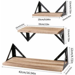 Set Of 3 Corner Wall Shelves Industrial Style Metal Wood Shelving Shelf Storage -Living Room Furniture Store 25917714 5