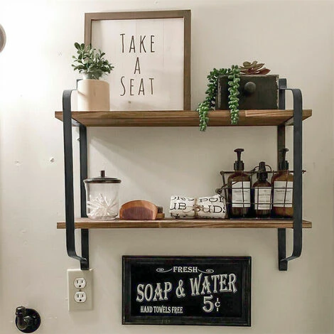 Large Rustic Industrial Pipe Wall Floating Shelf Wooden Storage Shelving Unit 3 Large Rustic Industrial Pipe Wall Floating Shelf Wooden Storage Shelving Unit