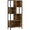 VASAGLE Bookshelf, Bookcase, Cube Storage Rack With Steel Frame, For Trinkets, Decors, Framed Pictures, Living Room, Home Office, Industrial Style, Rustic Brown And Black By SONGMICS LBC027B01