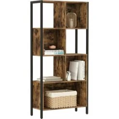 VASAGLE Bookshelf, Bookcase, Cube Storage Rack With Steel Frame, For Trinkets, Decors, Framed Pictures, Living Room, Home Office, Industrial Style, Rustic Brown And Black By SONGMICS LBC027B01 -Living Room Furniture Store 26118682 4