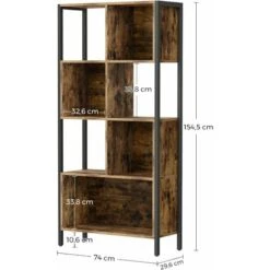 VASAGLE Bookshelf, Bookcase, Cube Storage Rack With Steel Frame, For Trinkets, Decors, Framed Pictures, Living Room, Home Office, Industrial Style, Rustic Brown And Black By SONGMICS LBC027B01 -Living Room Furniture Store 26118682 5