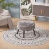 Livingandhome Round Velvet Padded Footstool, Grey -Living Room Furniture Store 26316176 1