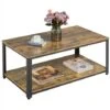 Yaheetech Coffee Table Wood Vintage Accent Furniture Table， Rustic Brown -Living Room Furniture Store 26316848 1