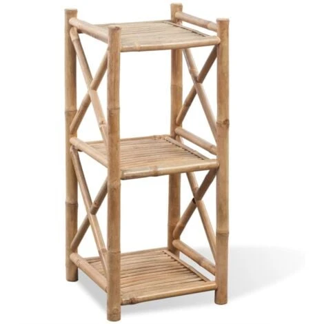 3-Tier Square Bamboo Shelf VidaXL 3 3-Tier Square Bamboo Shelf VidaXL