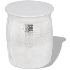 Hammered Aluminium Stool/Side Table Silver VidaXL