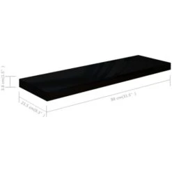 Floating Wall Shelf High Gloss Black 80x23.5x3.8 Cm MDF VidaXL -Living Room Furniture Store 28047793 3