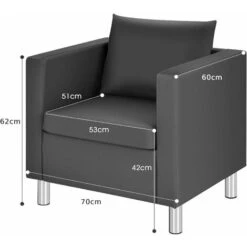 COSTWAY Sofa Single Chair,60D X 70W X 62H,PU Leather Leisure Accent Loveseat Couch With Pillow And Armrest, Upholstered Padded Guest Sofa 8 COSTWAY Sofa Single Chair,60D X 70W X 62H,PU Leather Leisure Accent Loveseat Couch With Pillow And Armrest, Upholstered Padded Guest Sofa -Living Room Furniture Store 28095637 2