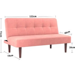 Livingandhome Fabric Upholstered 2 Seater Baby Sofa Bed, Pink -Living Room Furniture Store 28210306 5