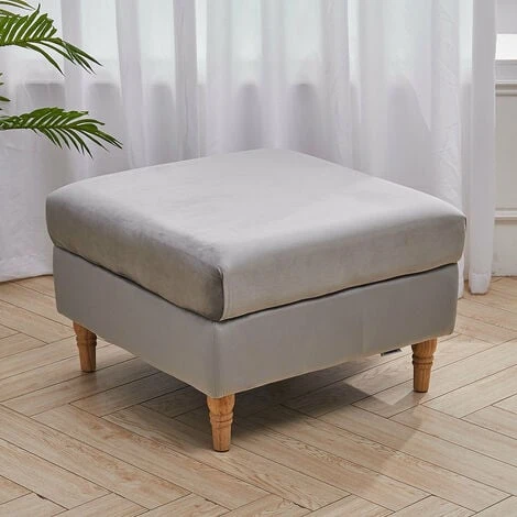 Livingandhome Fabric Double Thick Padded Chesterfield Footstool, Grey 3 Livingandhome Fabric Double Thick Padded Chesterfield Footstool, Grey