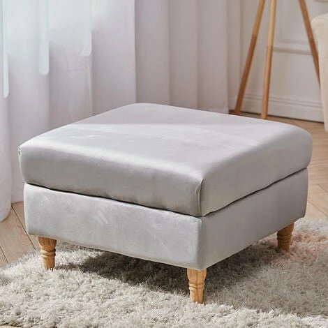 Livingandhome Fabric Double Thick Padded Chesterfield Footstool, Grey 4 Livingandhome Fabric Double Thick Padded Chesterfield Footstool, Grey - Image 2