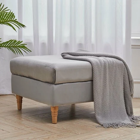 Livingandhome Fabric Double Thick Padded Chesterfield Footstool, Grey 5 Livingandhome Fabric Double Thick Padded Chesterfield Footstool, Grey - Image 3